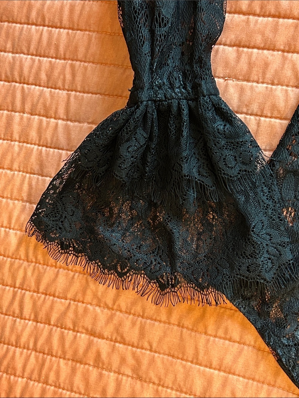 Tasha Polizzi Estate Black Sheer Lace Blouse dramatic bell cuffs Size Small - Picture 14 of 16